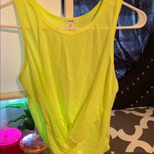 2/$25 Neon green twist front crop top